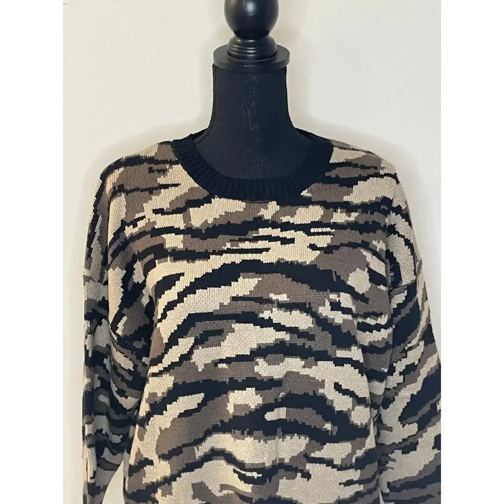 women's Philosophy 2X camouflage knit sweater long sleeves cozy casual relax
